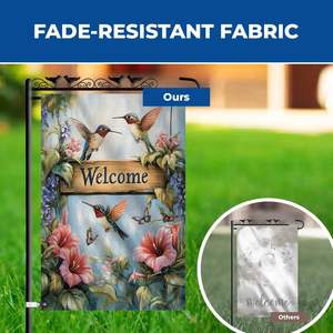 Bienvenido colibrí jardín bandera 12x18 doble cara otoño patio decoración con <span class=keywords><strong>mariposas</strong></span>, rústico otoño bienvenida jardín bandera - Product Image 2