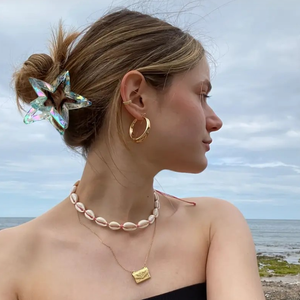 Pinza de Pelo de Plástico con Diseño de Estrella de Cinco Puntas, Color Caramelo Cristal, 7 cm, para Niñas y Mujeres - Product Image 4