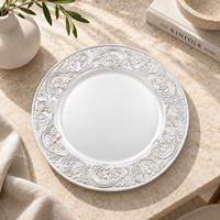 Luxuriöser 13-Zoll Kunststoff-Platzteller Roségold Pulverbeschichtet mit Geprägtem Blumenrand Untersetzer für Hochzeit Bankett Tischdekoration