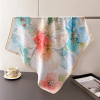 Foulard carré en polyester effet soie, motif peinture à l'encre, fin et doux, idéal pour l'été, la plage, petit châle pour femme