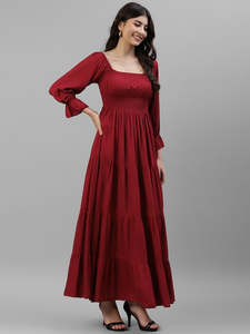 Vestido Largo de Rayón Sólido para Mujer, Estilo A-Line, Festivo, Elegante, Casual, Moderno, Talla Grande, de Una Pieza - Product Image 4