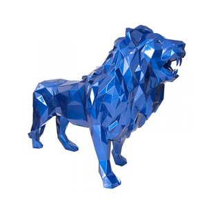 Statue de <span class=keywords><strong>lion</strong></span> géométrique <span class=keywords><strong>rouge</strong></span> en polyrésine, grande sculpture animale en fibre de verre pour décoration de parc extérieur, vente en gros sur mesure - Product Image 6