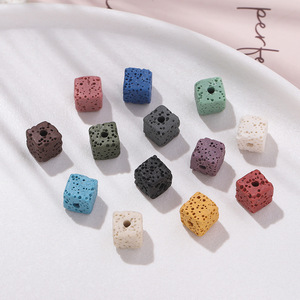 Perles carrées en pierre volcanique, perles en vrac pour la fabrication de bracelets, accessoires de bijoux DIY, vente en gros, 8mm - Product Image 3