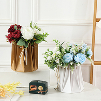 Aqua boîte pour bouquet de fleurs kraft sacs cadeaux en papier emballage en papier en forme de vase boîtes à fleurs pour arrangement de fleurs