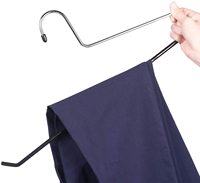 Cintres de pantalon antidérapant à extrémité ouverte, en métal noir, enduit de PVC, permettant de gagner d'espace, 2 pièces