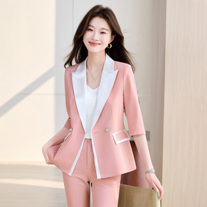 Women's Suit Set Three Quarter Sleeve Anti-Wrinkle Elegant Work Uniform Daily Commute Professional Outfit - Product Image 4