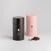 Conception d'impression en gros de qualité alimentaire boîtes hermétiques rondes noires mates boîtes à café personnalisées boîtes de conserve en métal pour thé avec couvercle