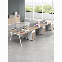 Ensemble de bureau et de chaises en bois pour 46 personnes avec un design minimaliste moderne, poste de travail informatique en cubicle avec cloison