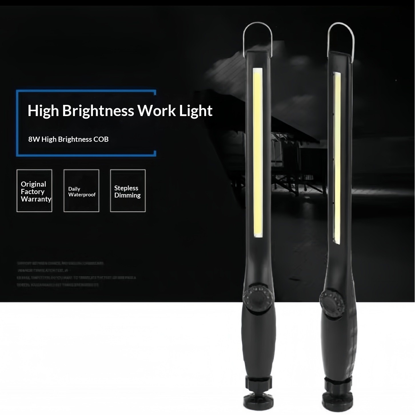 Portable Waterproof Rechargeable LED Emergency Work Light Inspection Light USB Charging Dimmable with Hook and Magnet