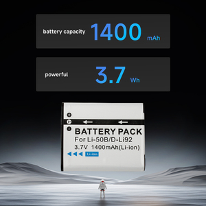 Powerextra 3.7V 1400mAh máy ảnh có thể sạc lại li92 Lithium thay thế pin kỹ thuật số gói cho <span class=keywords><strong>Olympus</strong></span> LI-50B Pentax D-LI92 - Product Image 4