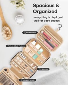 Borsa Cosmetica Impermeabile in Poliestere con Chiusura a Cerniera, Gancio per Appendere e Tasche Multiple per Viaggi - Product Image 2