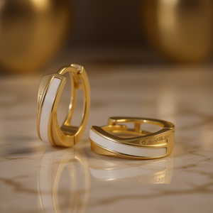 Pendientes de Aro Chapados en Oro Sobin del Reino Unido con Incrustaciones de Concha, Diseño Minimalista para Mujer, Uso Diario, Estilo Geométrico - Product Image 2