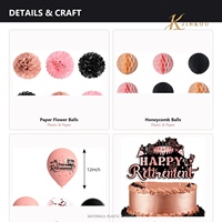 Set Dekorasi Pesta Ulang Tahun Pernikahan Emas Mawar, Spanduk, Balon, Latar Belakang, Plastik, Kertas, Gaya Cina Baru, Kantor, 3D