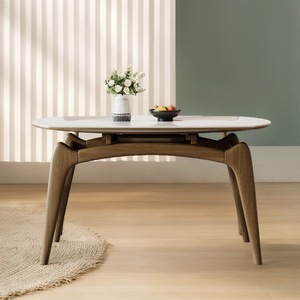 Nordic Minimalist Solid Wood Extendable <b>Round</b> Dining <b>Table</b> For <b>Small</b> Apartment Living Room - Product Image 1