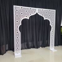 Support d'arche en métal doré pour mariage, cadre de toile de fond en fer sculpté, mur d'arche pour décoration de mariage, festival et événementiel - Vente en gros