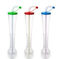 Gobelets jetables transparents en plastique Charmlite de 16 oz pour glace pilée avec couvercles et pailles, personnalisables pour les fêtes d'enfants