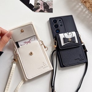Étui de téléphone élégant avec motif cœur et nœud en relief, porte-cartes, pour <span class=keywords><strong>Samsung</strong></span> Galaxy S26 Ultra S25 A56, avec sangle bandoulière et protection intégrale - Product Image 2