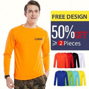 Promotion Cheap Woven Quick Dry Polyester Crew Neck Long Sleeve Unisex T-<b>Shirts</b> - Product Image 2