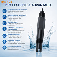 Sonde numérique EC TDS RS485, capteur de salinité K=10, sonde de conductivité de l'eau 4-20mA, OEM IP68, personnalisable, température automatique