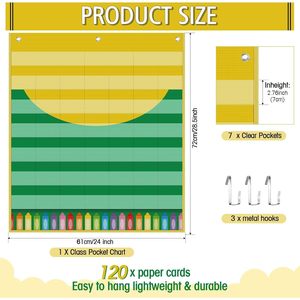 Juego de Calendario de Bolsillo para el Aula, 120 Tarjetas con Información sobre Clima, Estaciones, Festividades, Fecha, Mes y Año para la Gestión del Tiempo - Product Image 3