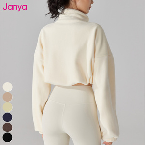 جاكيت يوجا من الصوف القطبي الدافئ ملابس رياضية كاجوال من Janya بياقة قائمة وأكمام طويلة وسحاب كامل لتمارين اللياقة البدنية - Product Image 5