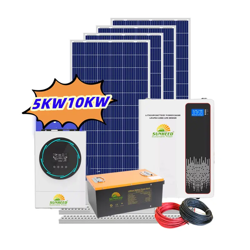 MPPT hibrid güneş enerjisi sistemi 5kw güneş paneli sistemi ev 5kw ızgara bağlı güneş enerjisi sistemi 6kw 8kw 10kw