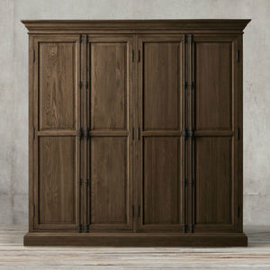 RH Armoire américaine en bois massif Chambre à coucher Armoire française suspendue à quatre portes <span class=keywords><strong>Casier</strong></span> à serrure universelle vintage en chêne Armoire de rangement personnalisée - Product Image 3