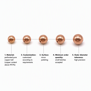 Billes en cuivre massif poli miroir, à trou traversant, style rétro Euro-Américain, OEM, RoHS, Cuivre ≥99,9%, Écologique, Stérile, Vente en gros - Product Image 3