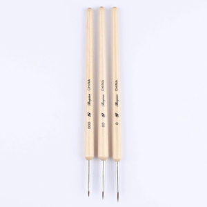 3Pcs Wood Color Nylon Nail Art Liner Brush <b>Set</b> Ultra Fine Tip <b>Crimped</b> Flower Drawing Pens for Gel Painting - Product Image 5