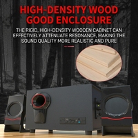 Sistem Speaker Komputer Multimedia Home Theatre Outdoor Desktop 2.1, Subwoofer Bass Berat, Kayu, Nirkabel, Suara Surround