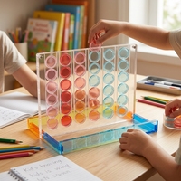Vente en gros de jeu de puzzle durable en acrylique pour quatre échiquier de Noël personnalisé en forme de rectangle