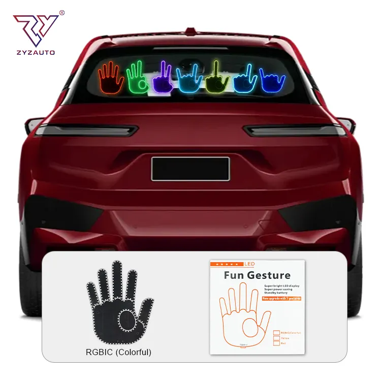 ZY lampu LED mobil Universal, lampu LED jari lucu gerakan jari tengah mobil dengan remote