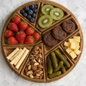 Wooden Round Detachable Nut And Dried Fruit <b>Tray</b> 25Cm Divider Solid Wood Snack Serving <b>Tray</b> For <b>Tea</b> Coffee Hotel Use - Product Image 2