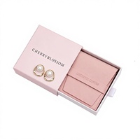 Boîte à bijoux personnalisée en gros avec logo, boîte cadeau en papier à tiroir coulissant avec pochette à bijoux pour l'emballage de bagues et de bracelets