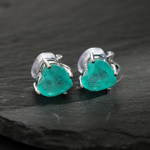 <span class=keywords><strong>Orecchini</strong></span> a cuore da 10 mm con tormalina Paraiba e smeraldo, squisiti, <span class=keywords><strong>per</strong></span> donna, gioielli <span class=keywords><strong>per</strong></span> piercing al trago, regalo di Natale - Product Image 4