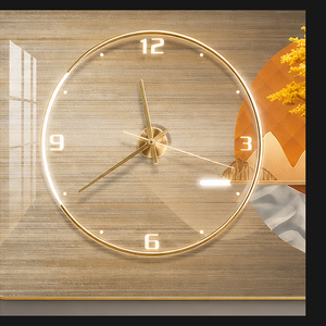 Reloj <span class=keywords><strong>de</strong></span> Pared Golden Tree con Arte <span class=keywords><strong>de</strong></span> Paisaje Natural para Recepción, Salón, Hotel, Suite, Diseño Interior Residencial Tranquilo - Product Image 3