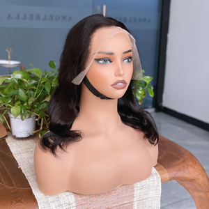 Peluca Bob Corta al por Mayor de Cabello Humano Ondulado, Peluca Frontal de Encaje 13x4, Pelucas Bob de Cabello Humano para Mujeres Negras, Sin Pegamento, Densidad 180 - Product Image 1
