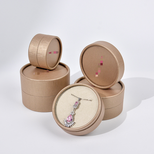 Caja de Regalo de Joyería Pequeña, Redonda, Ovalada, con Lazo, de Cartón Cilíndrico - Product Image 2