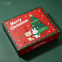 Boîte cadeau de Noël en carton imperméable imprimée en offset avec motif de dessin animé mignon, production en 72h