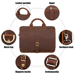 Maletín de Cuero Crazy Horse para <span class=keywords><strong>Hombre</strong></span>, Portafolio, Porta Documentos, Maletín para Reloj, Económico y Grande - Product Image 5