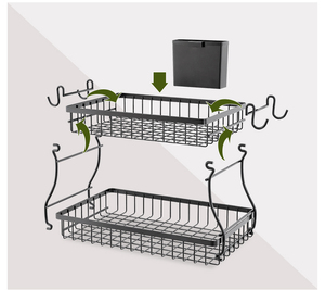 Hiện Đại 2-Tier Nhà Bếp Countertop Trái Cây Bát Thân Thiện Với Môi Sắt Dây Lưới Snack & Bánh Mì Lưu Trữ Giỏ Nhà Hiển Thị Sử Dụng - Product Image 2