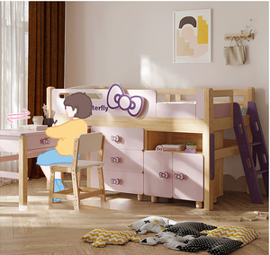 Letto a Castello Doppio Multifunzionale Salvaspazio e Resistente per Camere <span class=keywords><strong>da</strong></span> Letto Femminili, Arredamento in Legno - Product Image 3