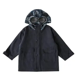 Custom Spring Autumn Combat Jacket Boys Hooded Outdoor Jacket For Kids Wholesale High Quality Baby Kids Jacket Boy Trench Coat