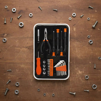 Ensemble d'outils à main en acier au carbone de 30 pièces, populaire en gros, avec mallette rigide pour la réparation portable à domicile et automobile