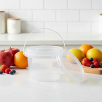 Seau en plastique PP de qualité alimentaire multi-tailles, seau d'emballage en gros, seaux en plastique transparent avec couvercles par défaut