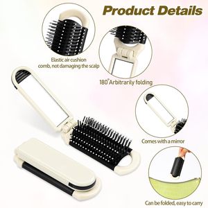 Moda spazzola per capelli pieghevole con specchio tascabile spazzola per capelli da viaggio portatile Make up specchio - Product Image 5