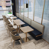 Restaurant commercial de haute qualité personnalisé en cuir métal canapé cabine de luxe cantine salle à manger table et chaise en acier ensemble de meubles