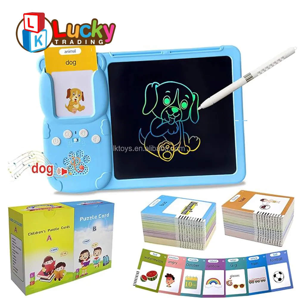 Juguetes para niños pequeños Tableta de dibujo con tarjeta Flash parlante Tableta de escritura LCD resistente a caídas Juguetes de aprendizaje y educación