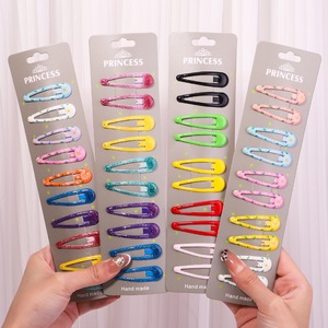 Набор из 10 милых французских заколок для волос с блестками для девочек, с ярким принтом, в виде цветов и ромашек, школьные аксессуары для волос - Product Image 1