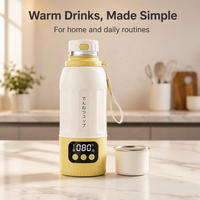 Bouilloire Électrique Intelligente en Acier Inoxydable 500ML, Rechargeable, Charge Rapide, Sans Fil, Contrôle Numérique, Portable